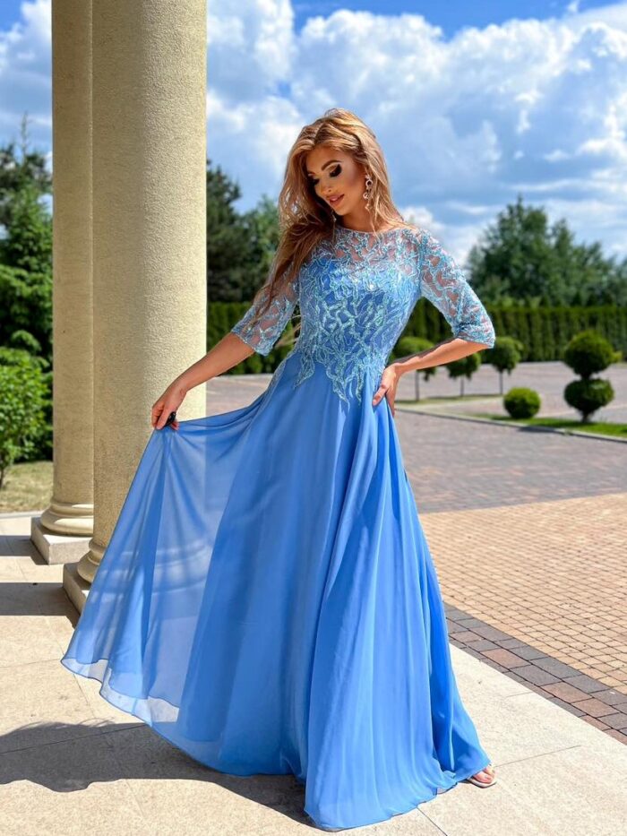 Sukienka Maxi Elsa Szyfonowa Turkusowa