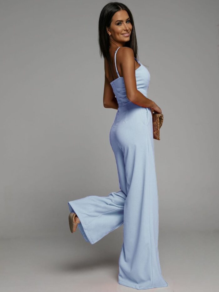 Elegancki Kombinezon Z Rozcięciami Na Nogawkach Florencia Baby Blue - obrazek 2