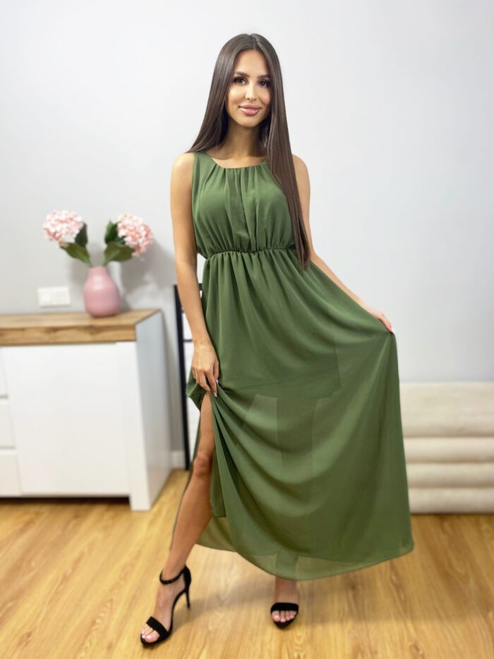 Sukienka Maxi Gładka Venice Khaki