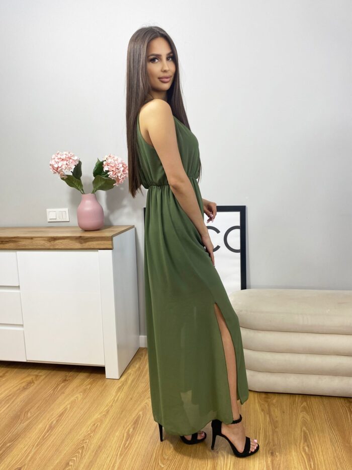 Sukienka Maxi Gładka Venice Khaki - obrazek 3