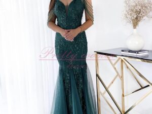 Sukienka Cekinowa Audrey Maxi Butelkowa Zieleń<span> - </span>36/S