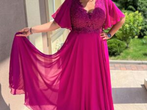 sukienka plus size gipiura szyfon koronka