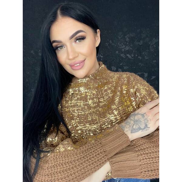 Sweter z Półgolfem Glammy Camel - obrazek 2