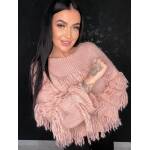 Sweter Z Frędzlami Tina Pudrowy Róż