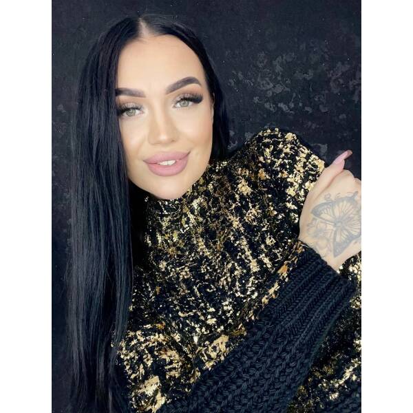 Sweter z Półgolfem Glammy Czarny - obrazek 4