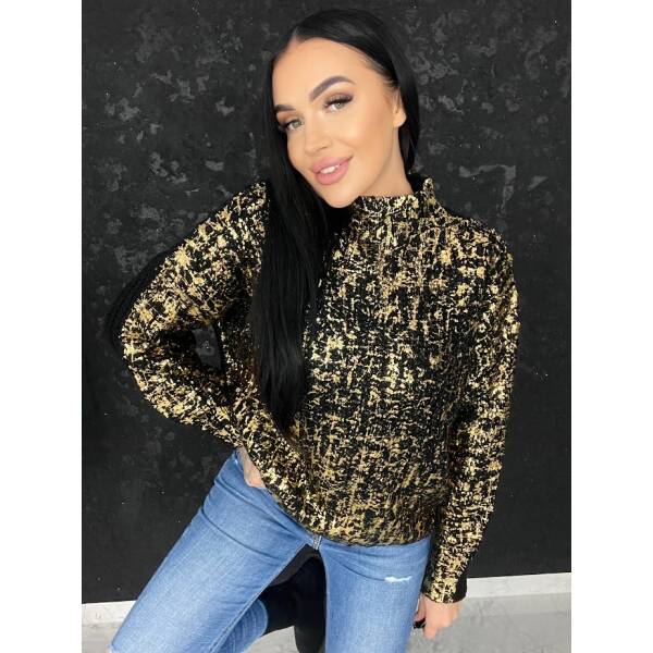 Sweter z Półgolfem Glammy Czarny - obrazek 2