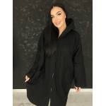 Bluza Plus Size Supełkowa z Bukli Oversize Czarna - obrazek 3