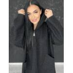 Bluza Plus Size Supełkowa z Bukli Oversize Czarna