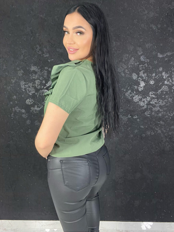 Bluzka Fabienne z Falbanką Khaki - obrazek 3