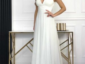 Sukienka Maxi Gładka Silvana Biała<span> - </span>50