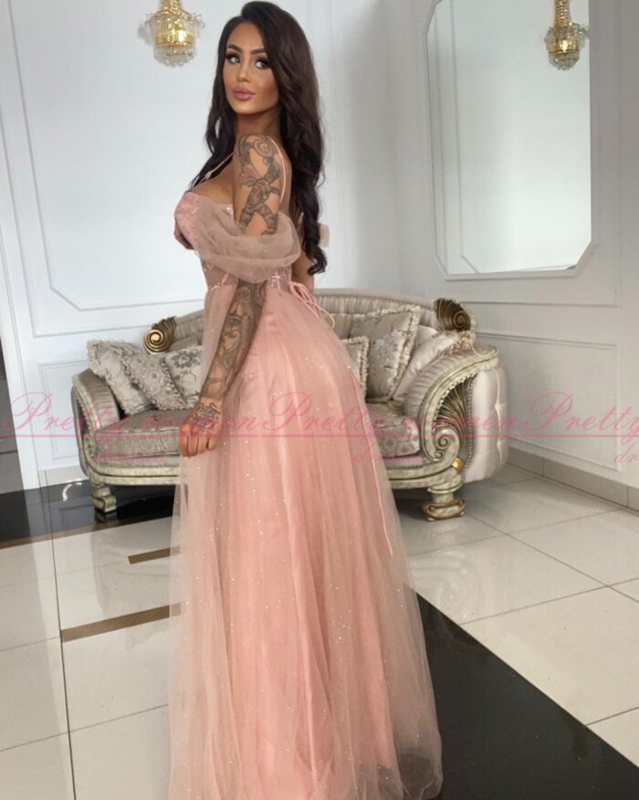 Sukienka Maxi Tiulowa Gorsetowa Lyanna Rose Gold