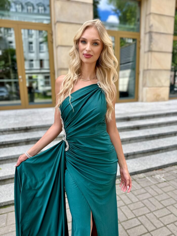 Sukienka Rozalinda Dopasowana Butelkowa Zieleń - Image 5