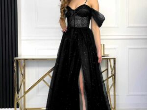 Sukienka Maxi Tiulowa Gorsetowa Lyanna Czarna<span> - </span>36/S