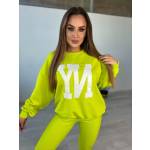 Komplet Dresowy Bluza + Spodnie NY Limonkowy - obrazek 2