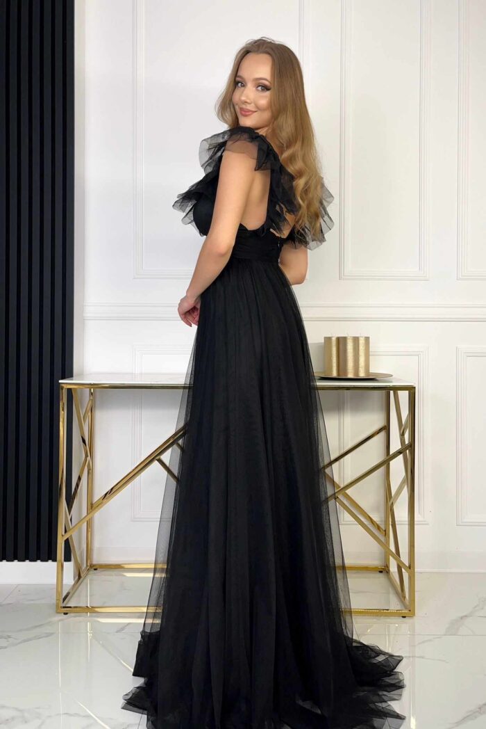 Sukienka Maxi Tiulowa Tiffany Czarna - obrazek 3