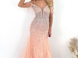 Sukienka Premium La Mariee Rose Gold Z Piórkami - 38/M