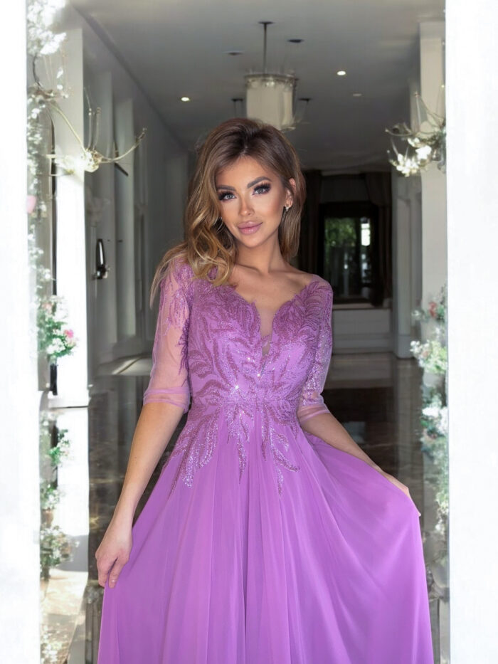 Sukienka Melania Wrzosowa - obrazek 3