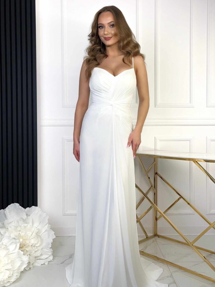 Sukienka Maxi Gładka Amalia Biała
