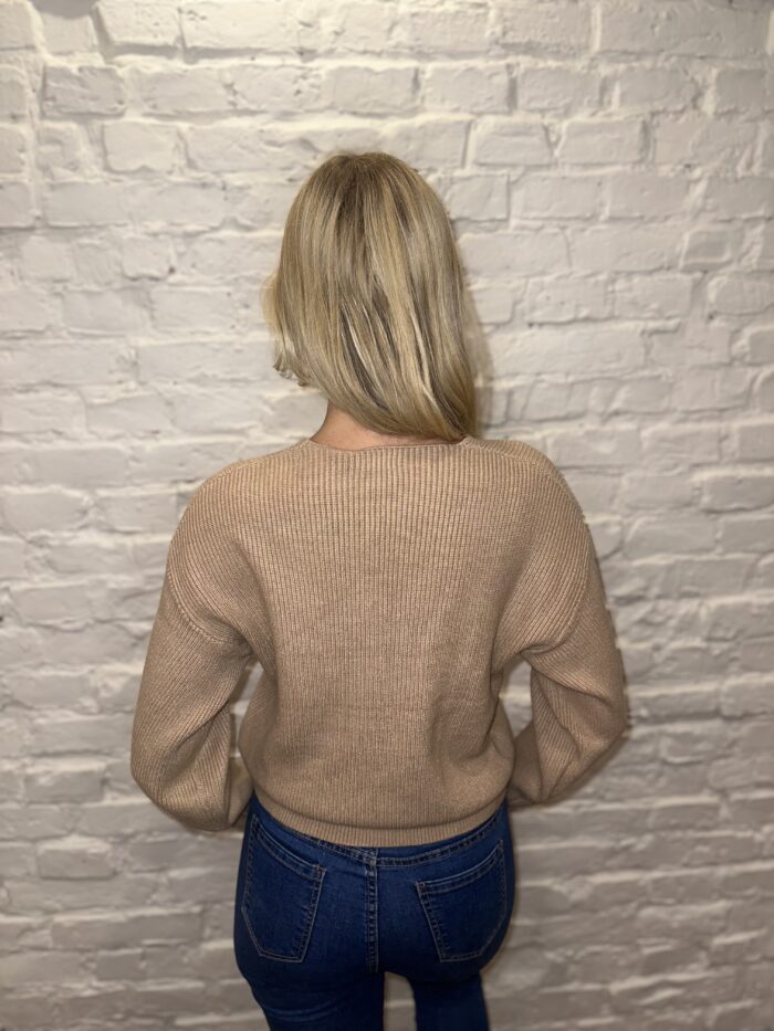 Sweter W Prążek Gładki Mua Karmelowy - Image 5