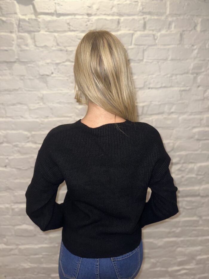 Sweter W Prążek Gładki Mua Czarny - Image 4