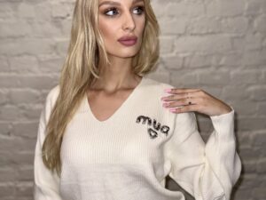 Sweter W Prążek Gładki Mua Ecru