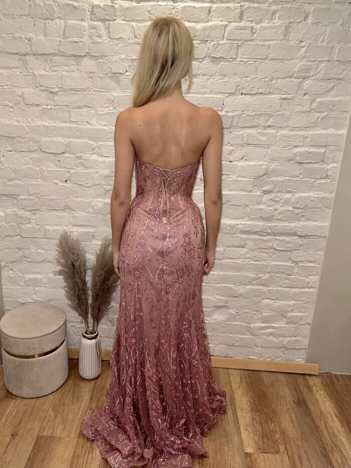 Suknia Maxi Gorsetowa Marlenita Wrzosowa - obrazek 5