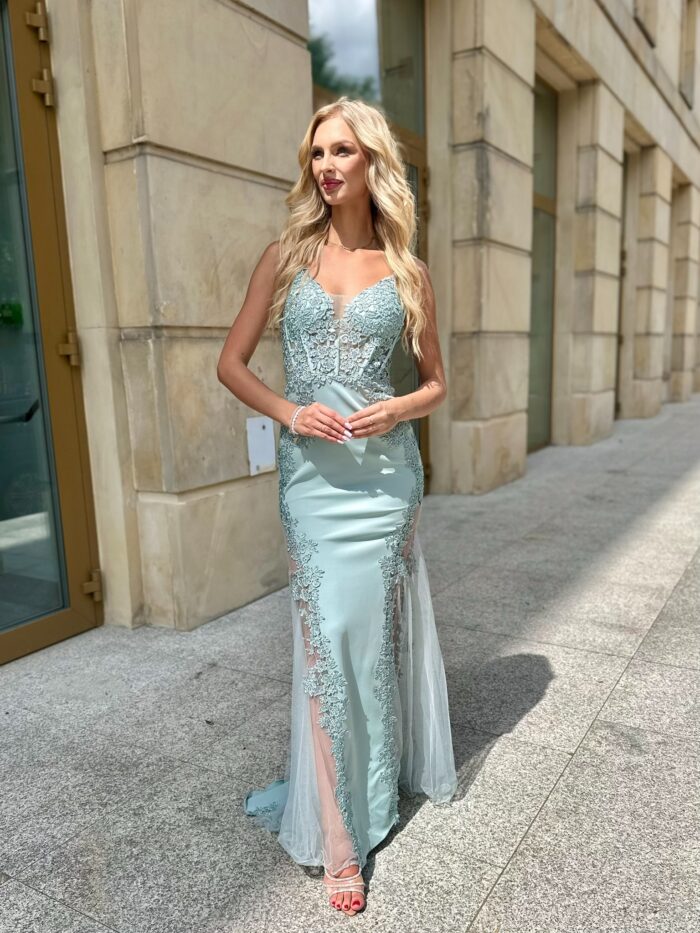Suknia Na Ramiączkach Boda Miętowa - Image 8