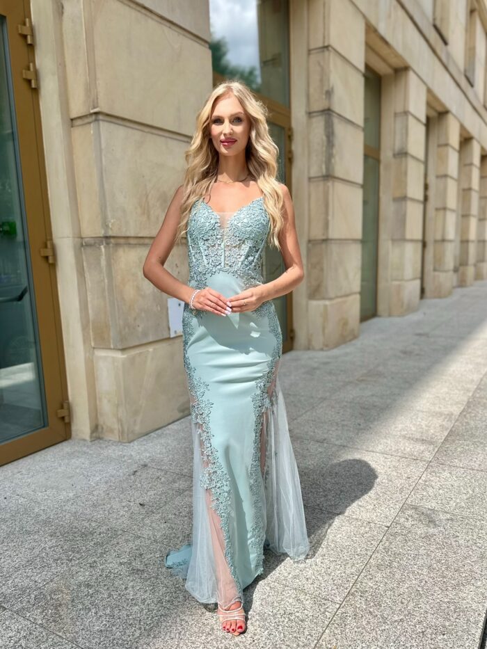 Suknia Na Ramiączkach Boda Miętowa - Image 7
