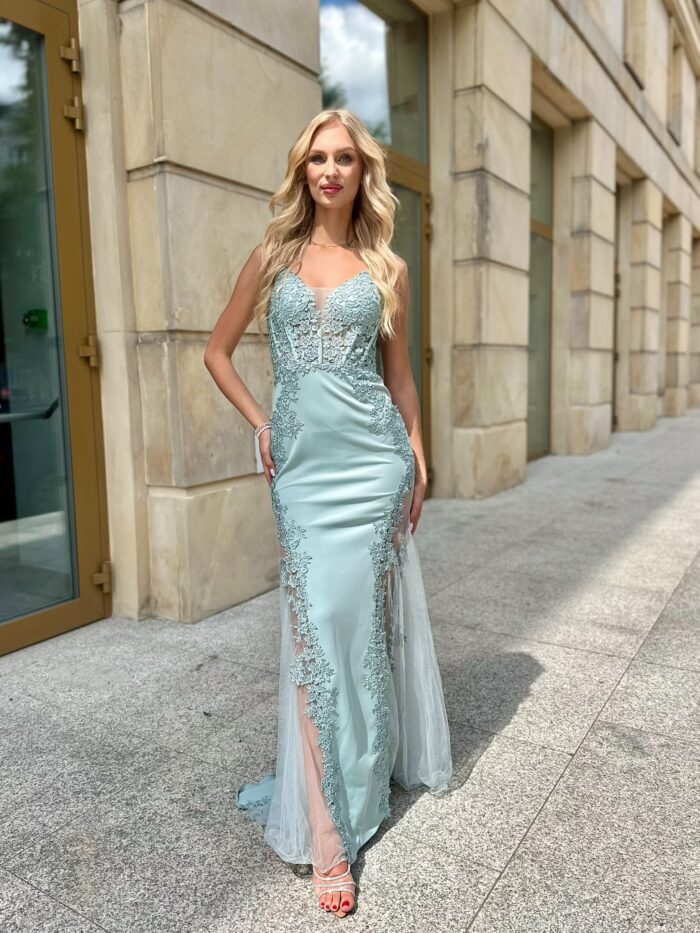 Suknia Na Ramiączkach Boda Miętowa - Image 5
