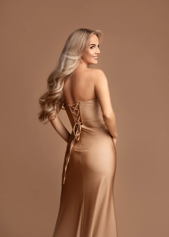 Sukienka Maxi Dopsowana Ombre Złota - Image 3