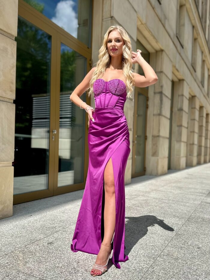 Sukienka Maxi Gorsetowa Mivea Śliwkowa - Image 8