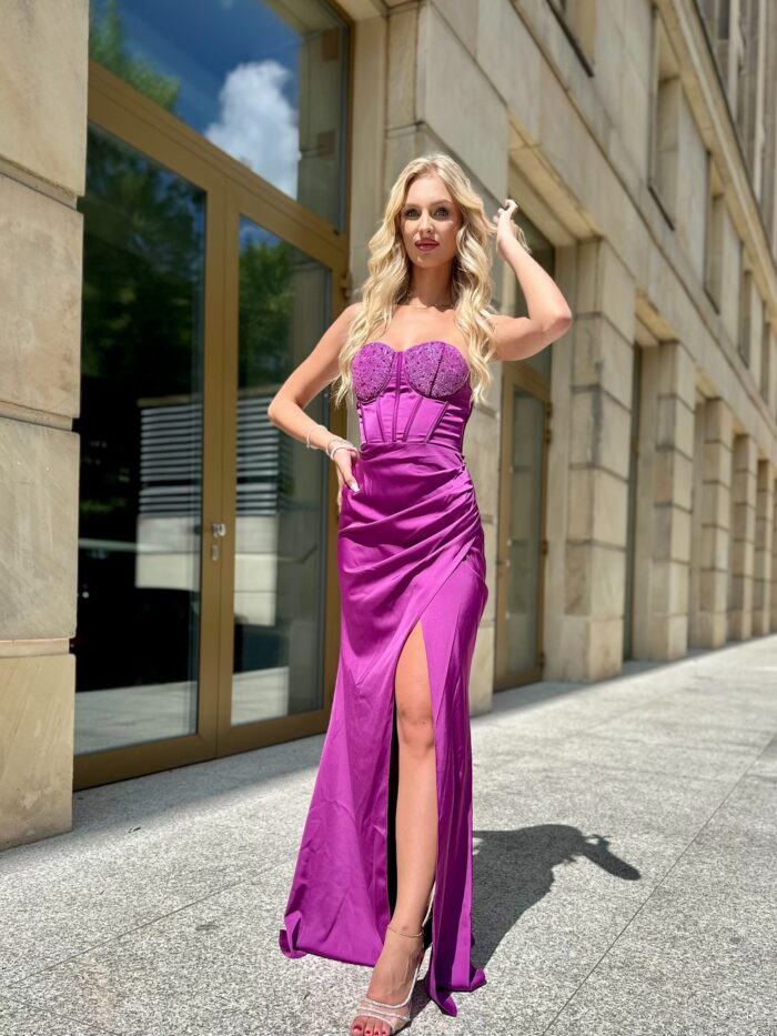 Sukienka Maxi Gorsetowa Mivea Śliwkowa - Image 7