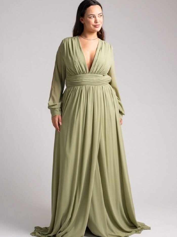 Sukienka z Rękawem Gloria Plus Size Szałwia