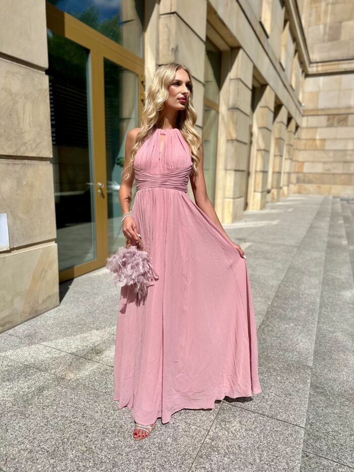 Sukienka Maxi Plisowana Allesia Wrzosowa - Image 3