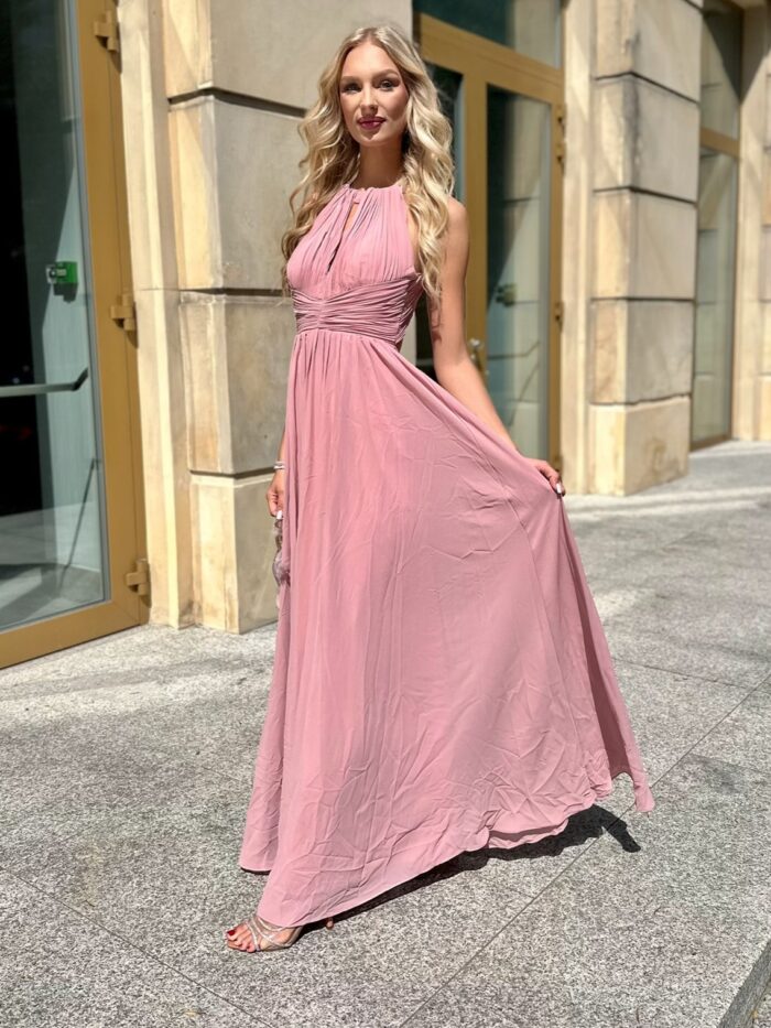 Sukienka Maxi Plisowana Allesia Wrzosowa