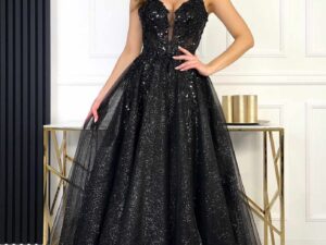 Sukienka Tiulowa Na Ramiączkach Hortensja Czarna<span> - </span>36/S