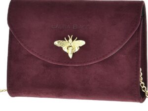 Torebka Kopertowa Zamszowa Laura Biaggi Bordowa