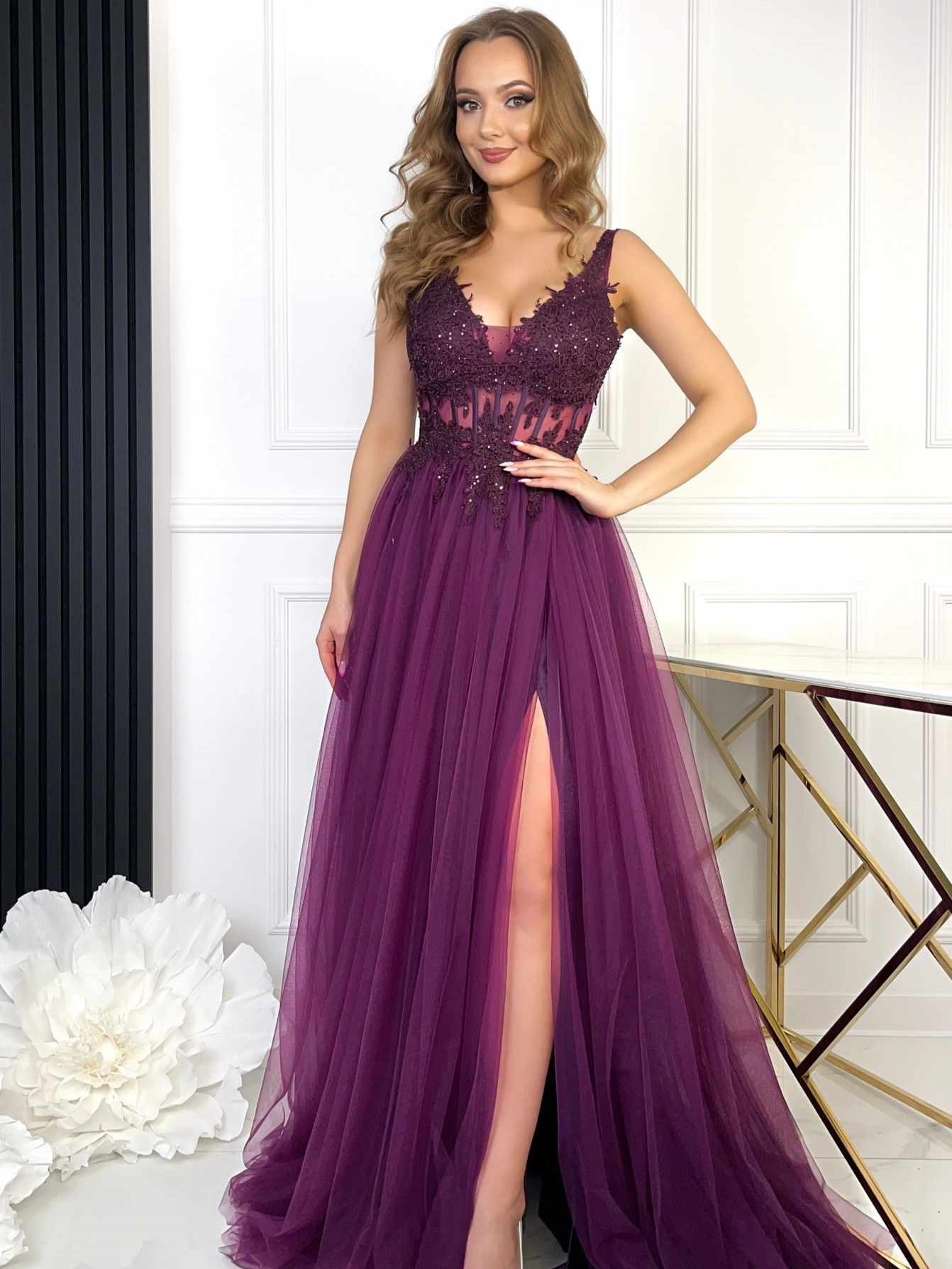 SUKIENKA MAXI TIULOWA GORSETOWA