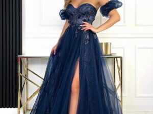 Sukienka Maxi Tiulowa Gorsetowa Vanessa Granatowa<span> - </span>34/XS