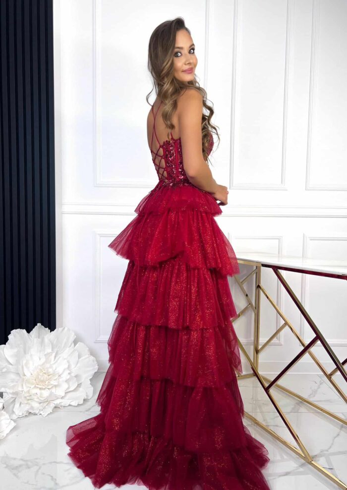 Suknia Maxi Tiulowa Lauren Wrzosowa - Image 2