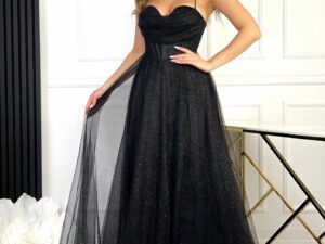 Sukienka Maxi Brokatowa Aisha Czarna<span> - </span>36/S