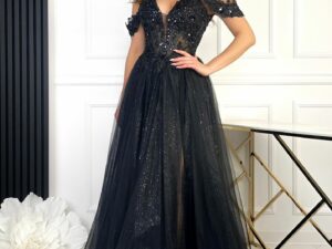 Sukienka Maxi Tiulowa Gorsetowa Inez Czarna<span> - </span>34/XS