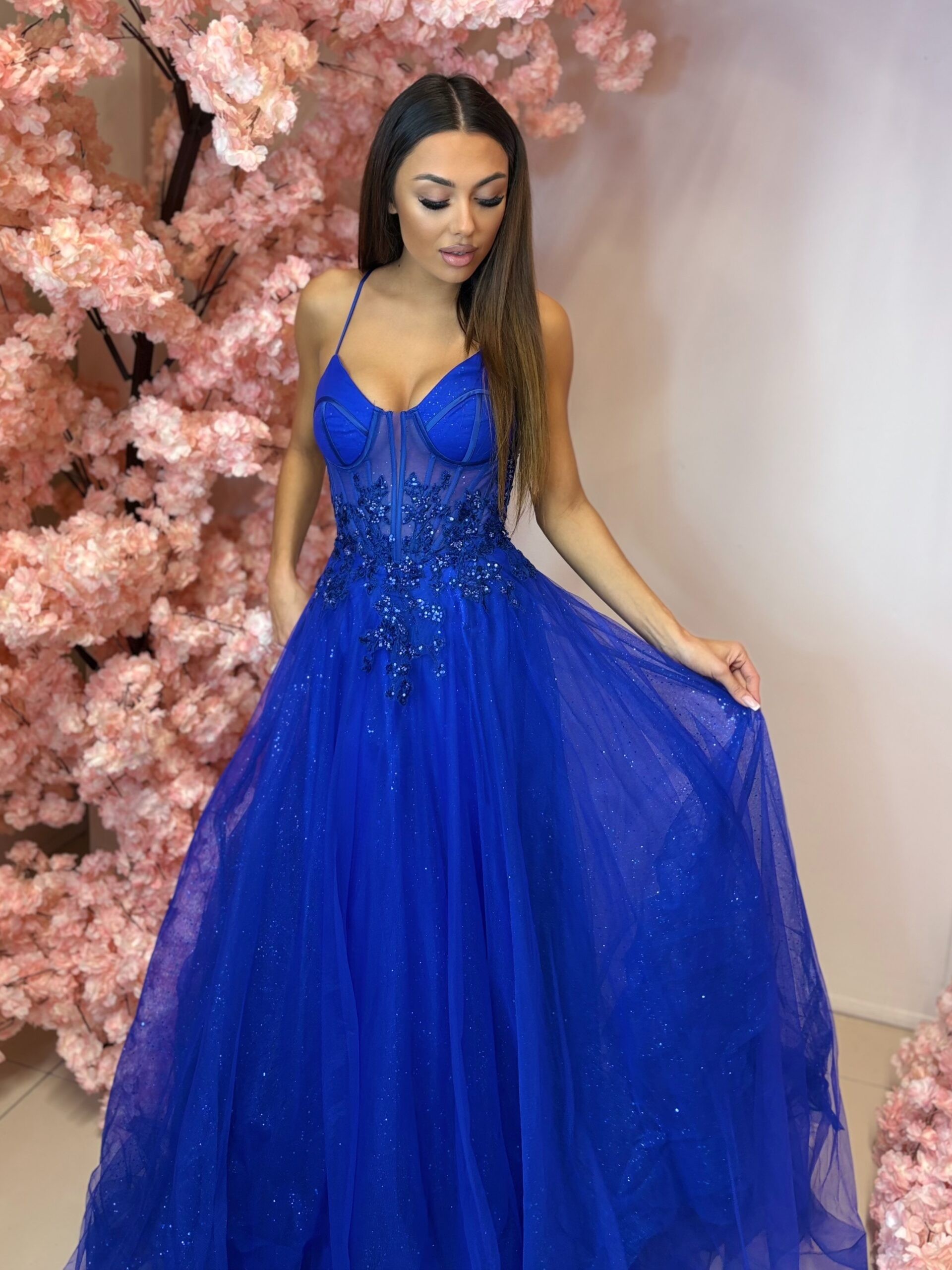 Suknia Maxi Tiulowa Gorsetowa Paradise Chabrowa