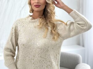Sweter z Półgolfem Lilou Beżowy