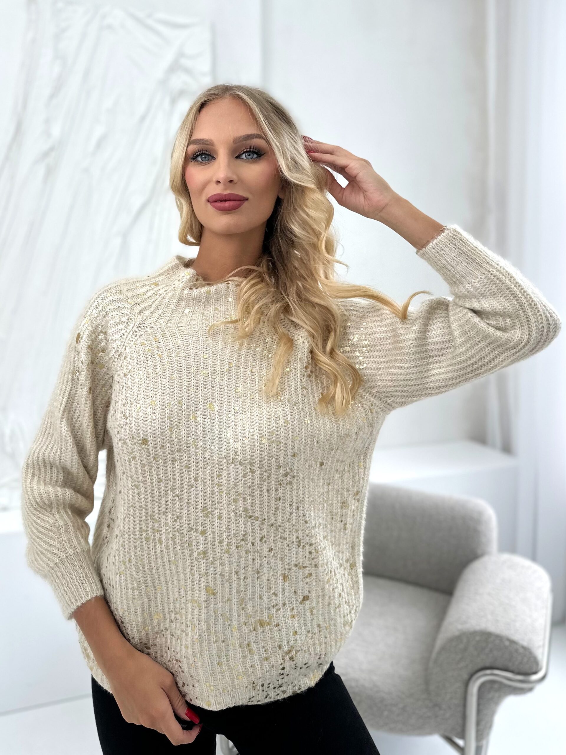 Sweter z Półgolfem Lilou Beżowy