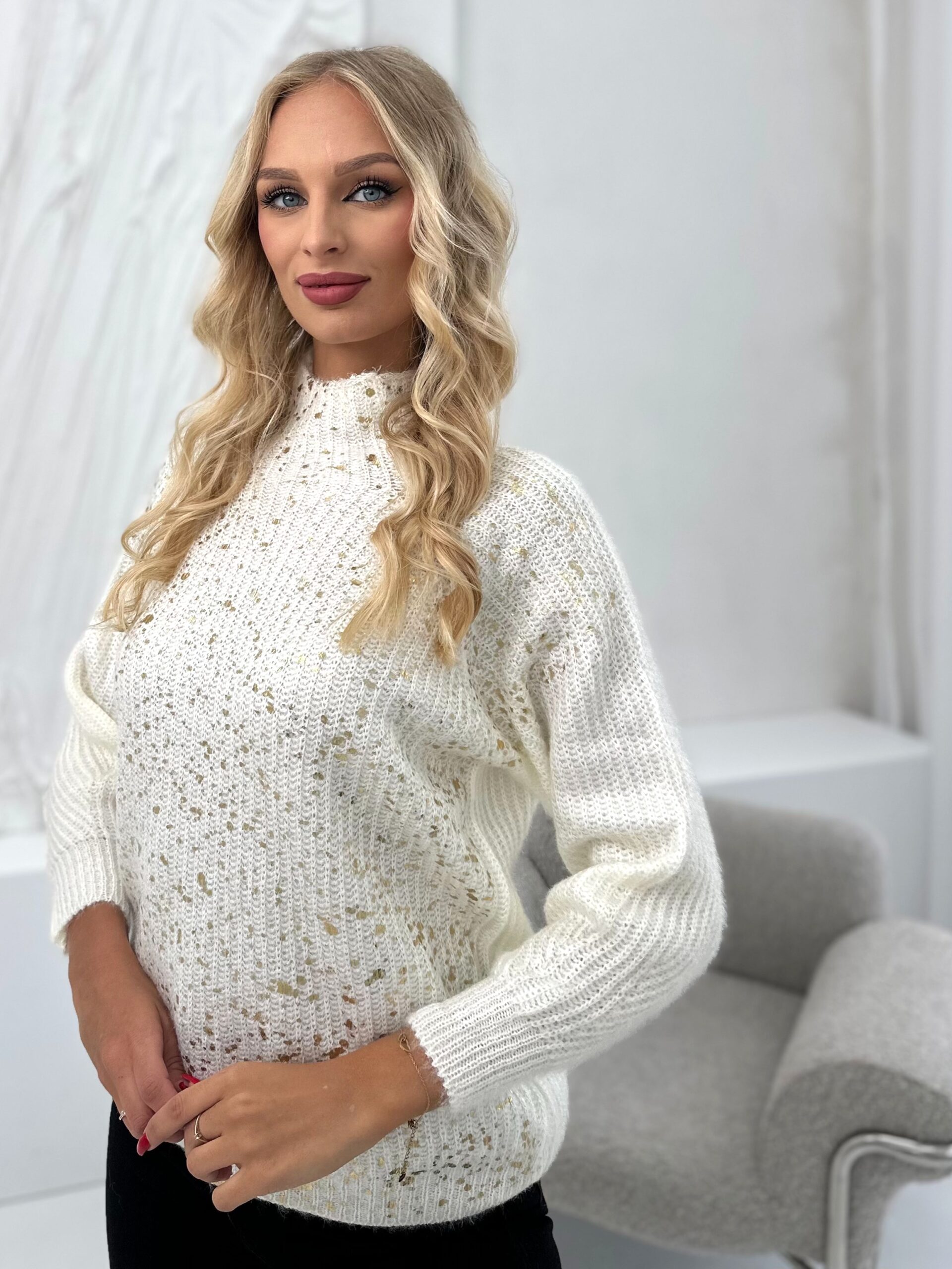 Sweter z Półgolfem Lilou Biały