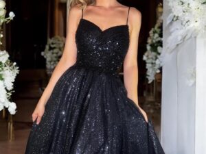 Sukienka Tiulowa Z Brokatem Na Ramiączkach Emily Czarna<span> - </span>36/S