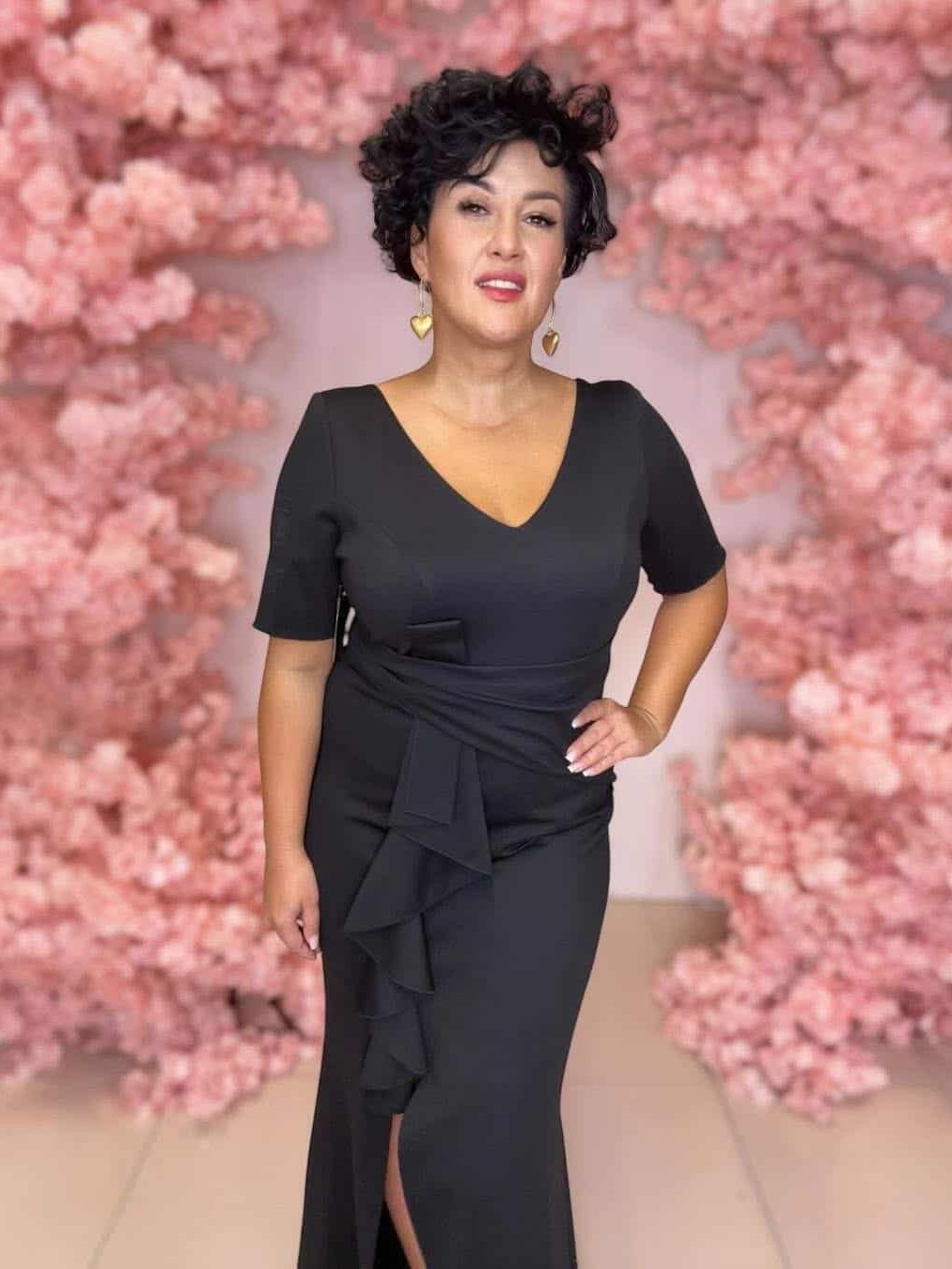 Sukienka Monia Długa Z Rękawkiem Czarna