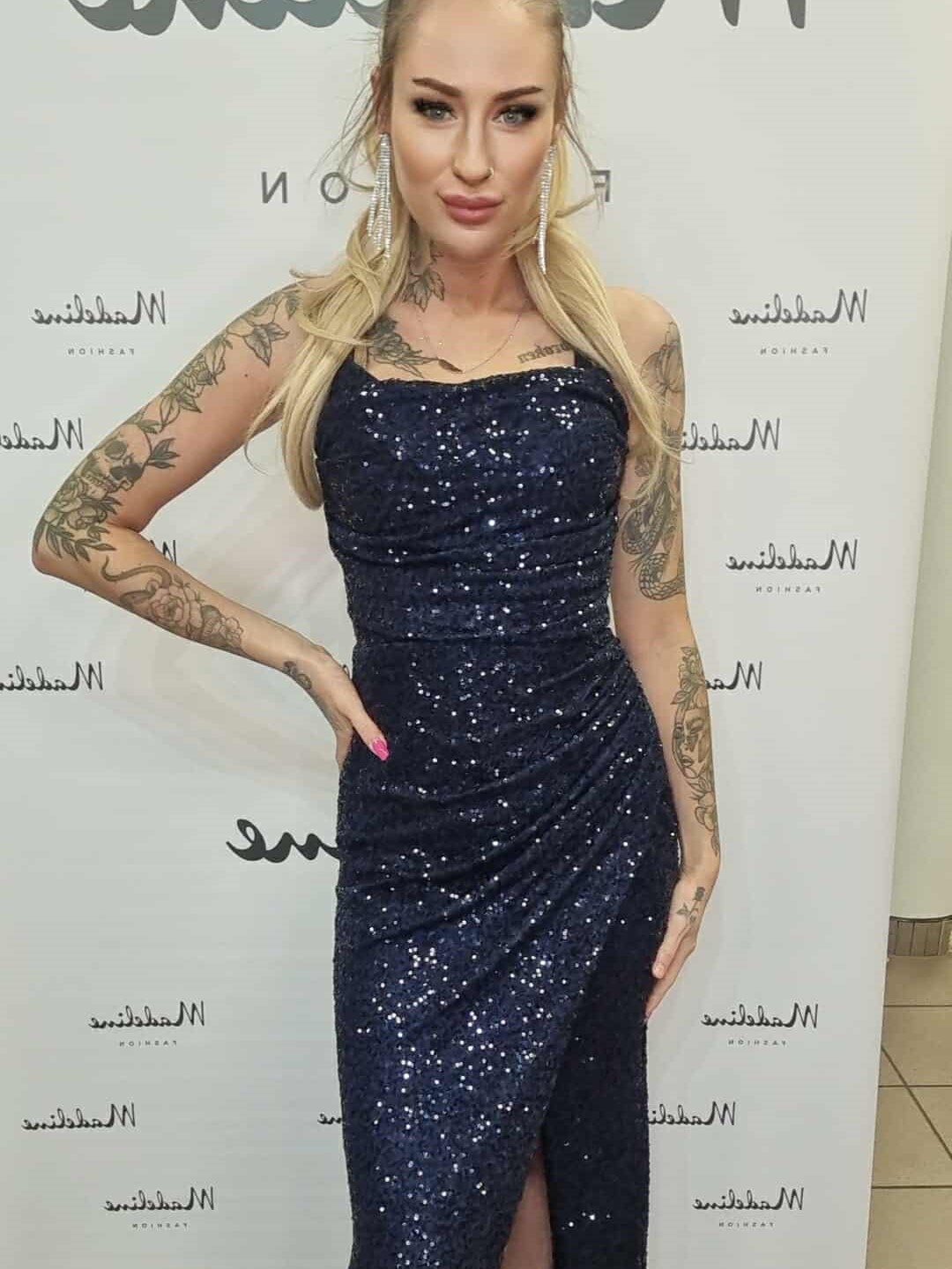 Sukienka Cekinowa Matylda Granatowa