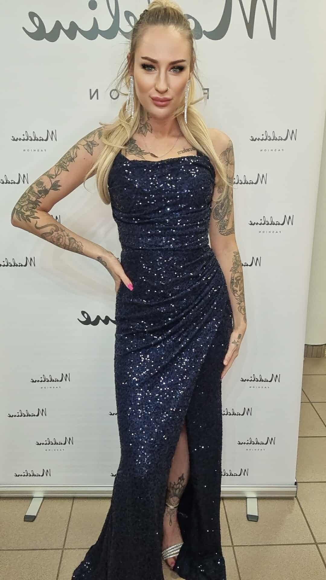 Sukienka Cekinowa Matylda Granatowa 3 Sukienka Cekinowa Matylda Granatowa - obrazek 3